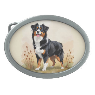 Australian Shepherd Black Tricolor Aussie Dog Belt Buckle