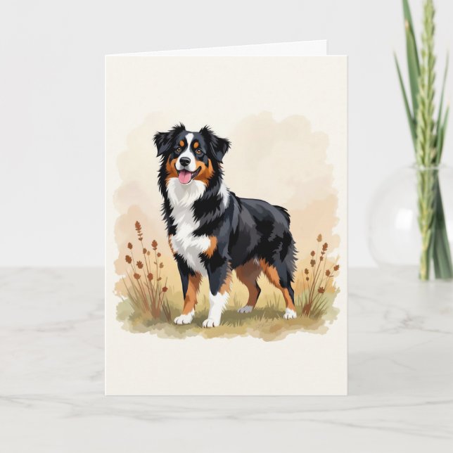 Australian Shepherd Black Tricolor Aussie Dog Card (Front)