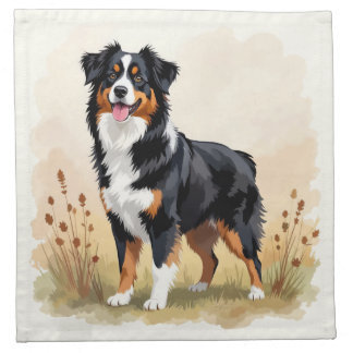 Australian Shepherd Black Tricolor Aussie Dog Cloth Napkin
