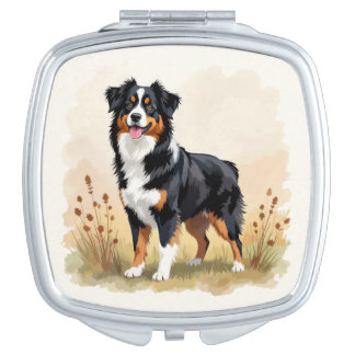 Australian Shepherd Black Tricolor Aussie Dog Compact Mirror