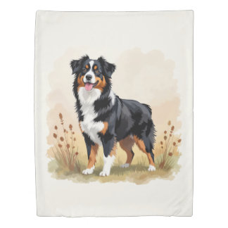 Australian Shepherd Black Tricolor Aussie Dog Duvet Cover