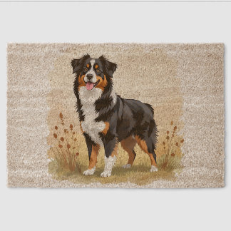 Australian Shepherd Black Tricolor Aussie Dog Fiber Doormat