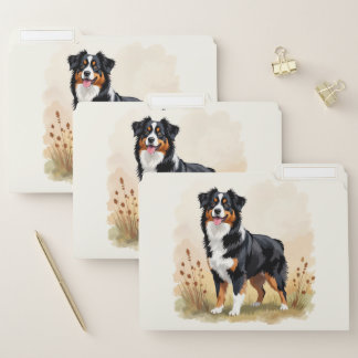 Australian Shepherd Black Tricolor Aussie Dog File Folder