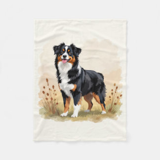 Australian Shepherd Black Tricolor Aussie Dog Fleece Blanket
