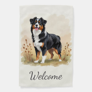 Australian Shepherd Black Tricolor Aussie Dog Garden Flag