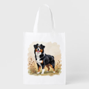 Australian Shepherd Black Tricolor Aussie Dog Grocery Bag