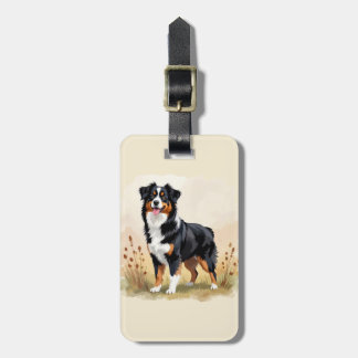Australian Shepherd Black Tricolor Aussie Dog Luggage Tag