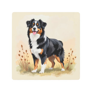 Australian Shepherd Black Tricolor Aussie Dog Metal Print
