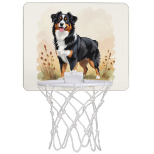 Australian Shepherd Black Tricolor Aussie Dog Mini Basketball Hoop