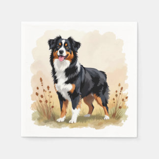 Australian Shepherd Black Tricolor Aussie Dog Napkins