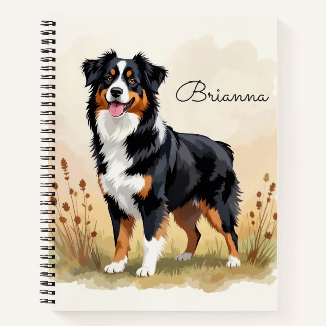 Australian Shepherd Black Tricolor Aussie Dog Notebook (Front)