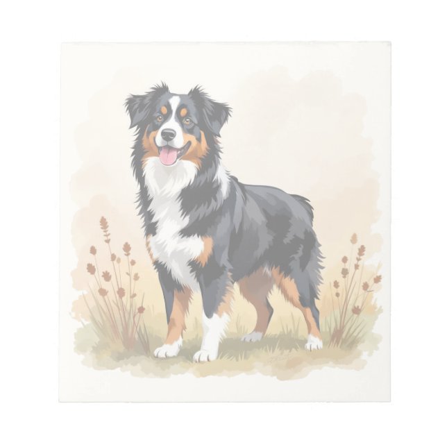 Australian Shepherd Black Tricolor Aussie Dog Notepad (Front)