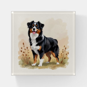 Australian Shepherd Black Tricolor Aussie Dog Paperweight