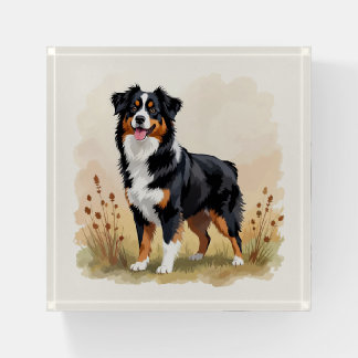 Australian Shepherd Black Tricolor Aussie Dog Paperweight