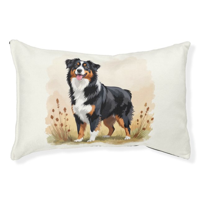 Australian Shepherd Black Tricolor Aussie Dog Pet Bed (Front)