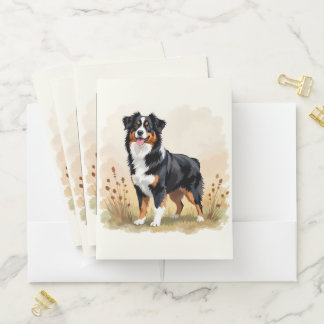 Australian Shepherd Black Tricolor Aussie Dog Pocket Folder