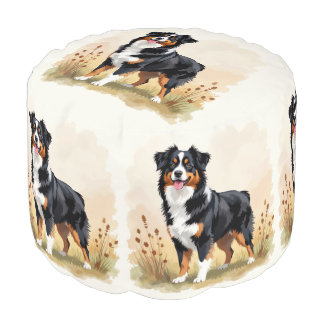 Australian Shepherd Black Tricolor Aussie Dog Pouf