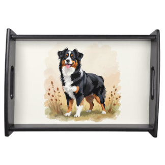 Australian Shepherd Black Tricolor Aussie Dog Serving Tray