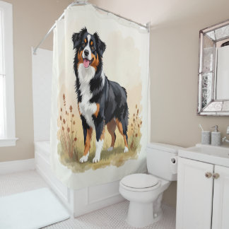 Australian Shepherd Black Tricolor Aussie Dog Shower Curtain