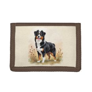 Australian Shepherd Black Tricolor Aussie Dog Tri-fold Wallet