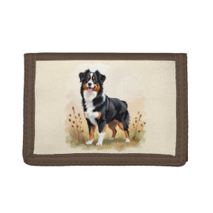 Australian Shepherd Black Tricolor Aussie Dog Tri-fold Wallet