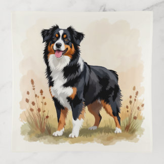 Australian Shepherd Black Tricolor Aussie Dog Trinket Tray