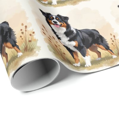 Australian Shepherd Black Tricolor Aussie Dog Wrapping Paper
