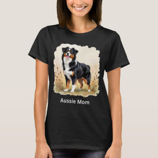 Australian Shepherd Black Tricolor Aussie Mom T-Shirt