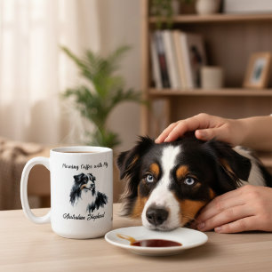  Australian Shepherd Black Watercolor personalize Giant Coffee Mug