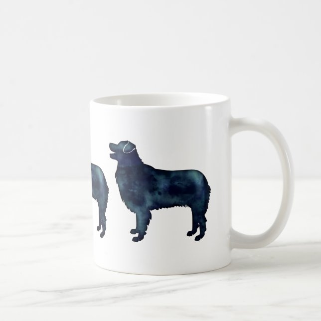 Australian Shepherd Black Watercolor Silhouette Coffee Mug (Right)