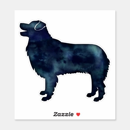 Australian Shepherd Black Watercolor Silhouette Sticker