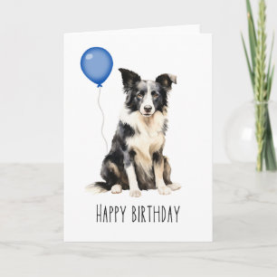 Australian Shepherd Black White Aussie Birthday Card