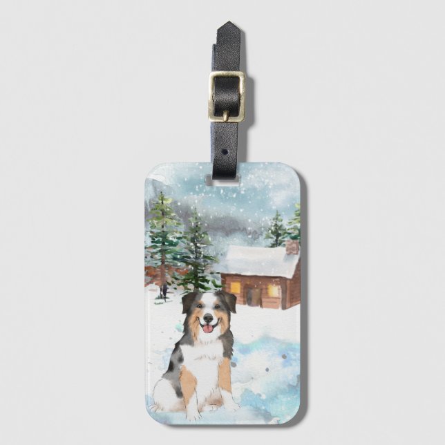 Australian Shepherd (Blue) Luggage Tag (Front Vertical)