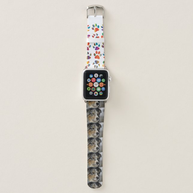 australian-shepherd-blue merle 2 apple watch band (Front)