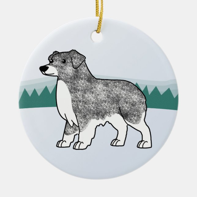 Australian Shepherd Blue Merle Christmas Ornament (Front)