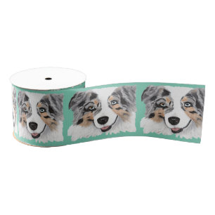 Australian Shepherd Blue Merle Dog Grosgrain Grosgrain Ribbon