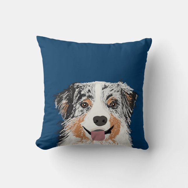 Australian Shepherd - blue merle dog pillow (Front)