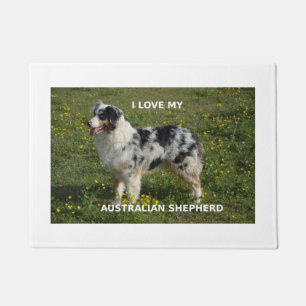 australian shepherd blue merle love w pic doormat
