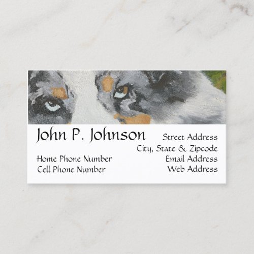 Australian Shepherd ~ Blue Merle Portrait Business Card Template