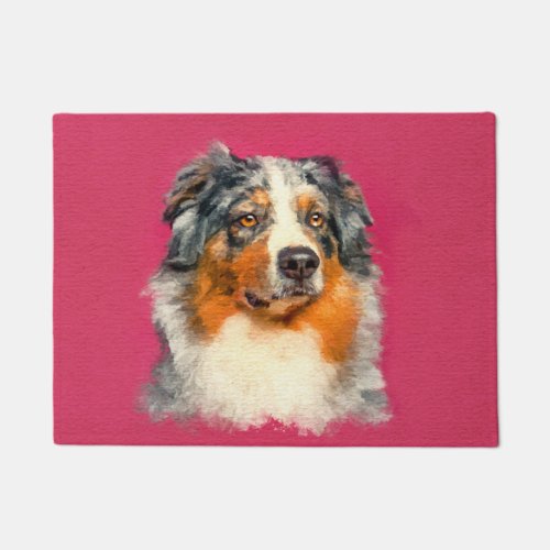 Australian Shepherd _ Blue Merle Portrait Doormat