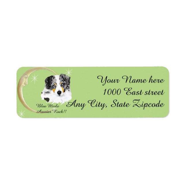 Australian Shepherd Blue Merle Return Addy Label (Front)
