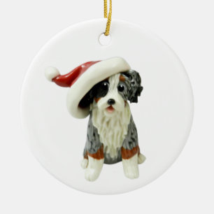 Australian Shepherd Blue Merle Tricolor Ceramic Ceramic Ornament
