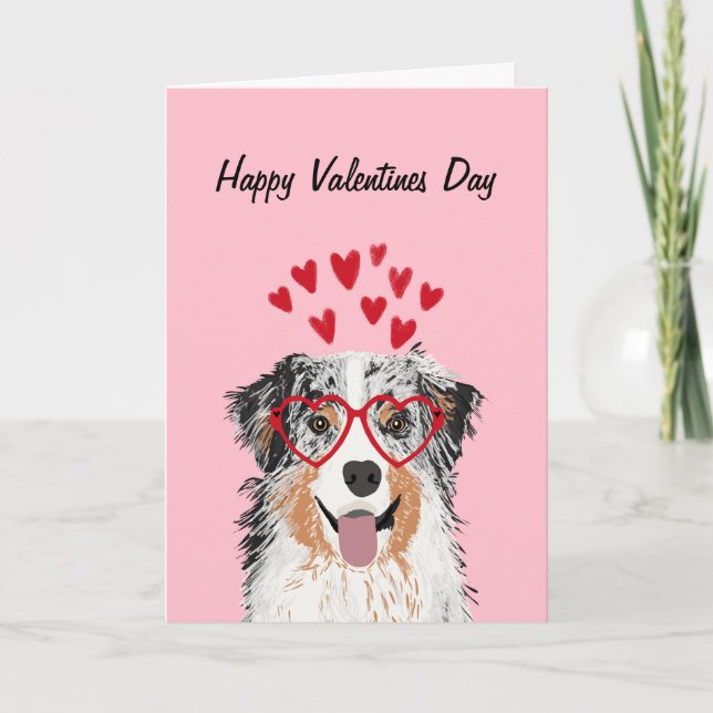 Australian Shepherd Blue Merle Valentines Dog card (Front)