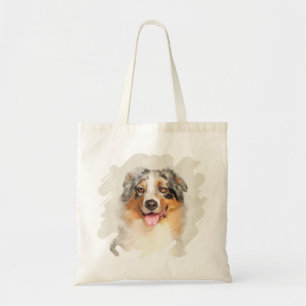 Australian Shepherd - Blue Merle Watercolor Tote Bag