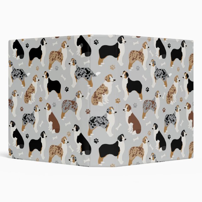 Australian Shepherd Bones and Paws 3 Ring Binder (Background)