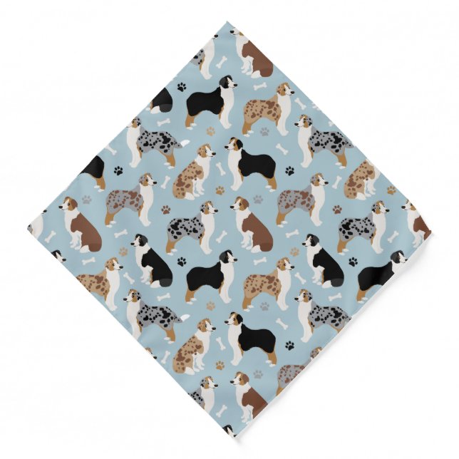 Australian Shepherd Bones and Paws Bandana (Front)