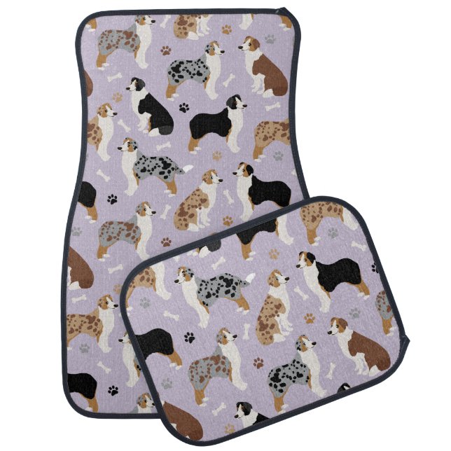 Australian Shepherd Bones and Paws Car Floor Mat (Set)
