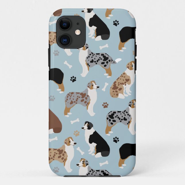 Australian Shepherd Bones and Paws Case-Mate iPhone Case (Back)