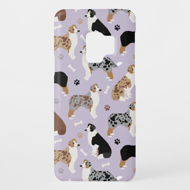 Australian Shepherd Bones and Paws Case-Mate Samsung Galaxy Case (Back)