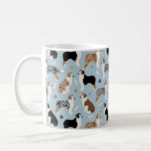 Australian Shepherd Bones and Paws Coffee Mug